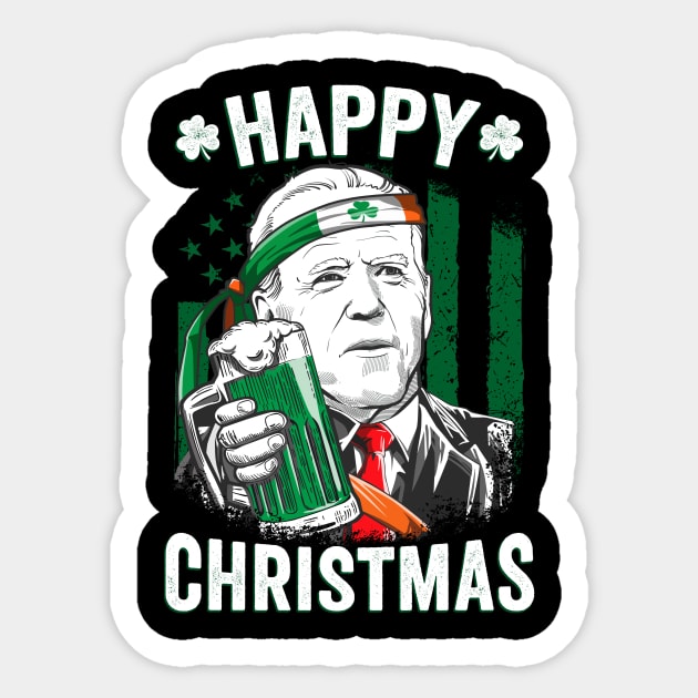 Happy Christmas Funny Leprechaun Biden St Patricks Day Sticker by petemphasis